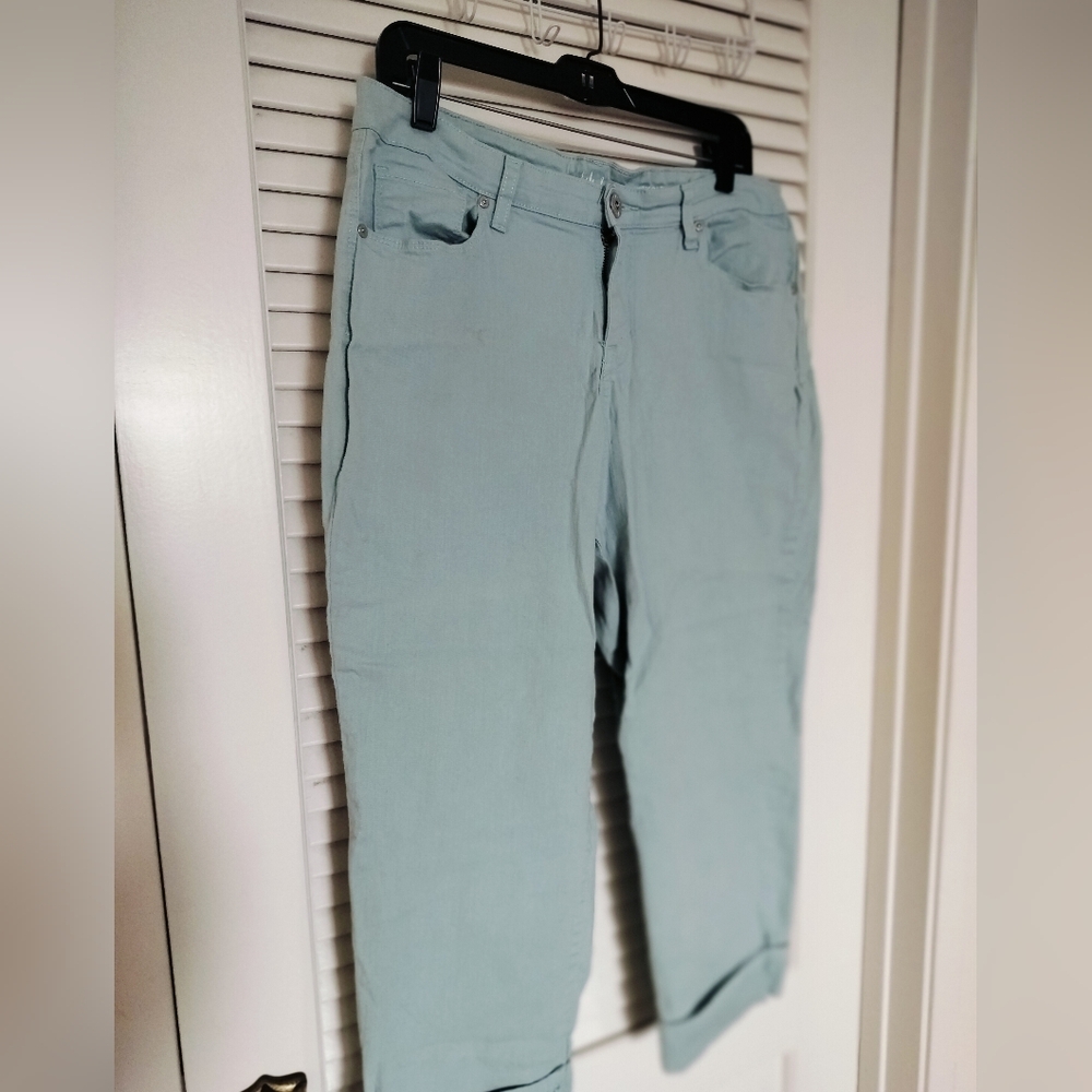 Style & Co Curvy Capri Seafoam Green Cuffed Hem Size 14